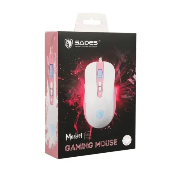 Sades Musket Gaming Mouse - White - Pink